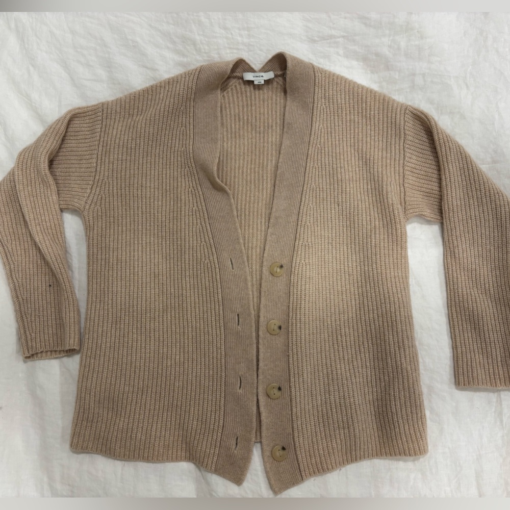 Vince ribbed cardigan wool cashmere blend